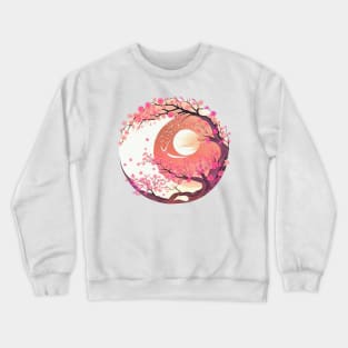 Japanese Style Art: Mountain and Floral View 3 Crewneck Sweatshirt